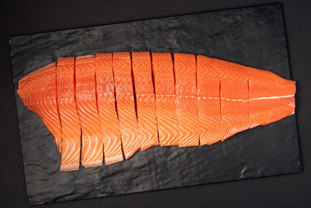 Salmon fillet portioned